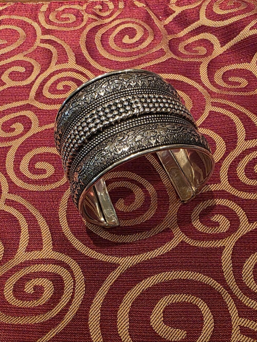 Hammered Silver Bangle Bracelet